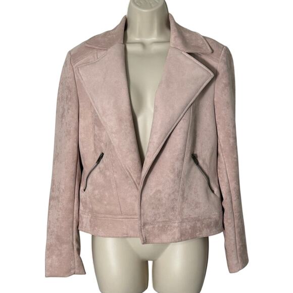 Philosophy Faux Suede Leather Moto Jacket Blush Pink Size M - Picture 3 of 12
